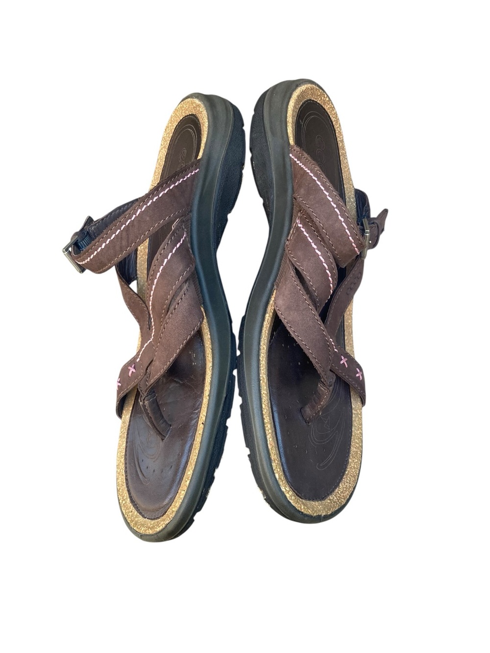 FINAL PRICE Women’s ECCO Brown Leather Thong Strappy Sandals SIZE 40 - Picture 2 of 5
